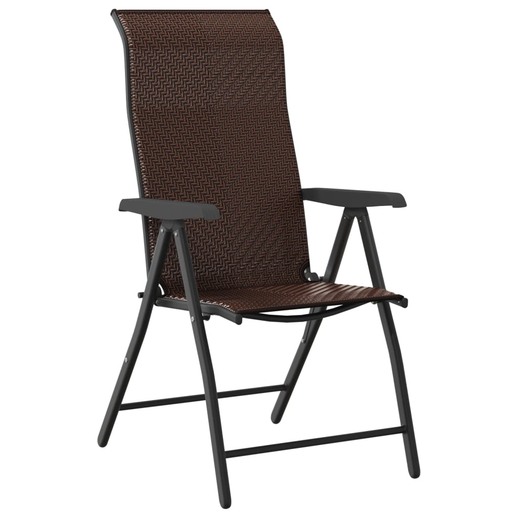 vidaXL havestole 2 stk. foldbar polyrattan brun