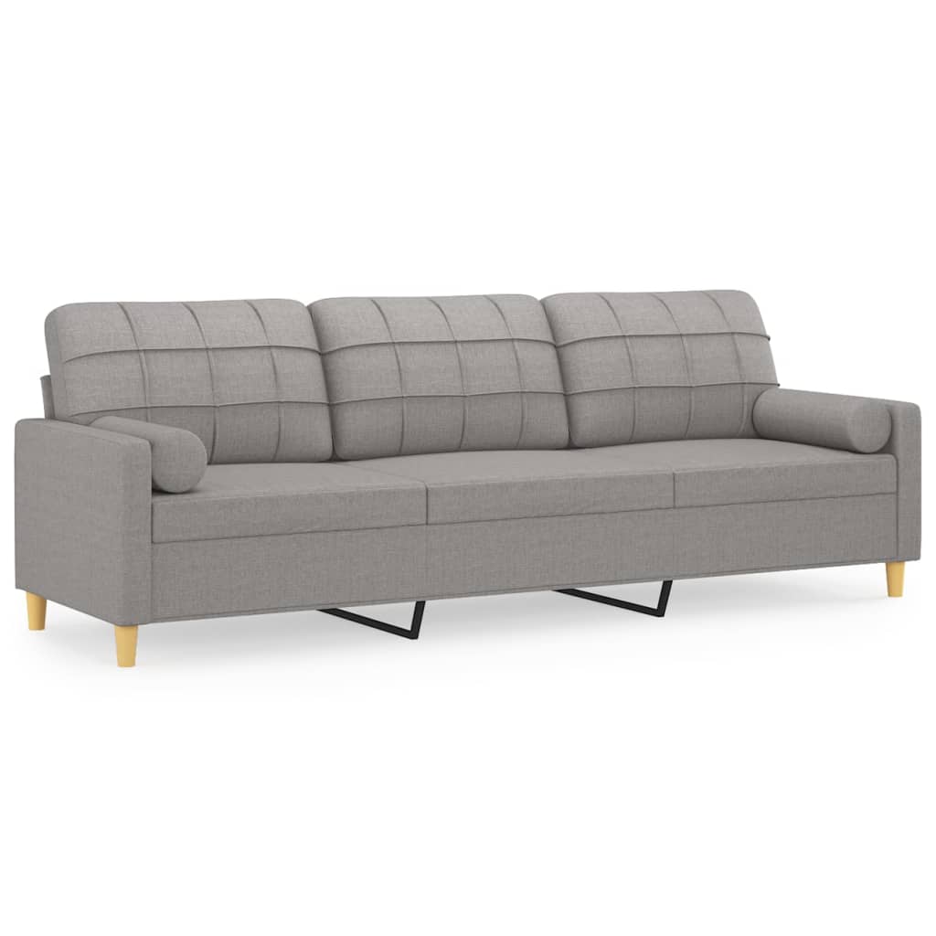 vidaXL 3-personers sofa med pude og hynder 210 cm stof lysegrå