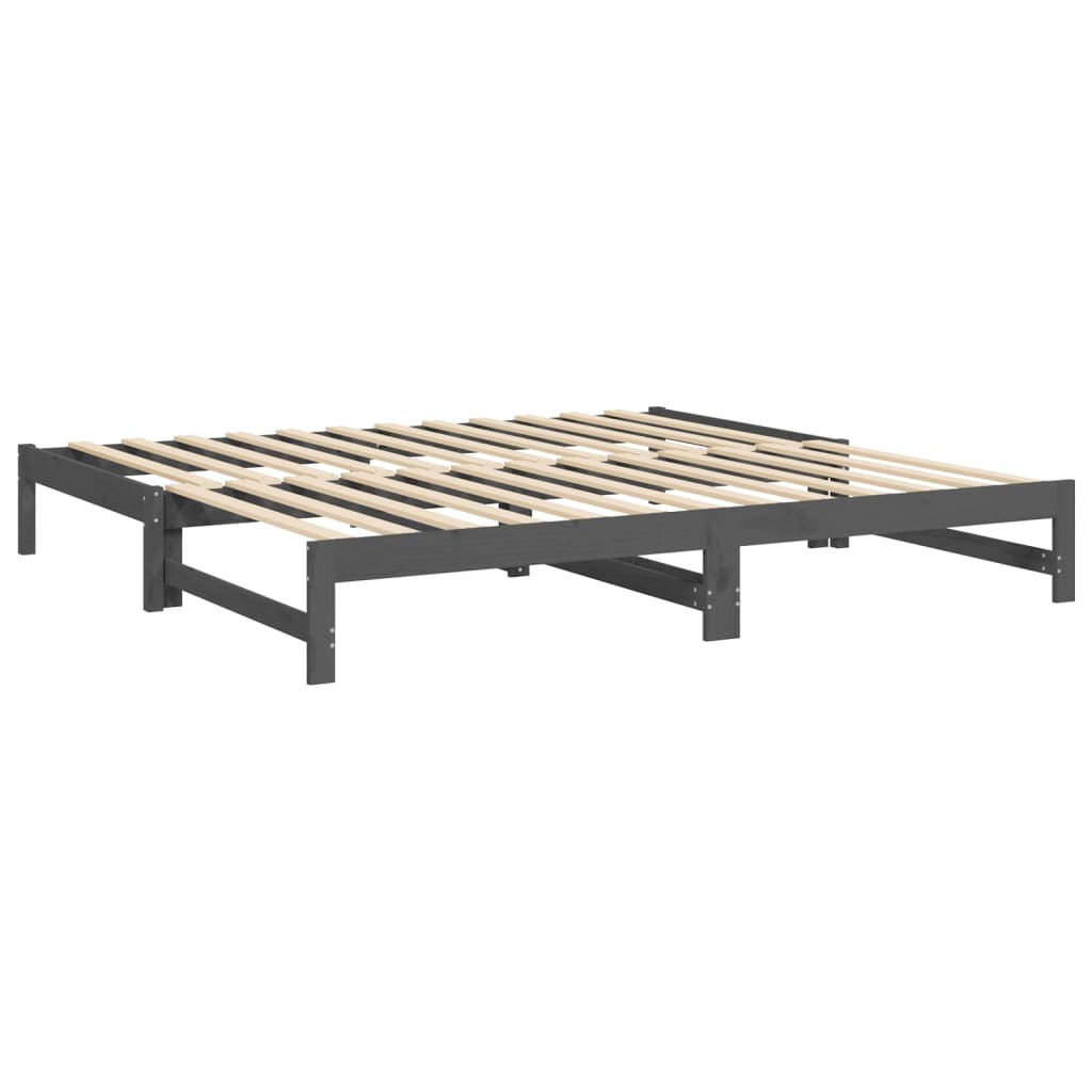 vidaXL daybed med udtræk 2x(100x200) cm massivt fyrretræ grå