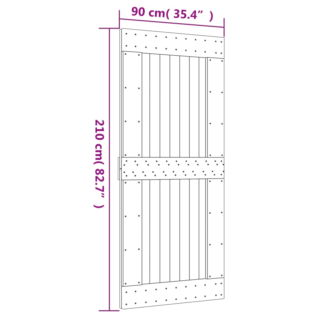 vidaXL skydedør med monteringssæt 90x210 cm massivt fyrretræ