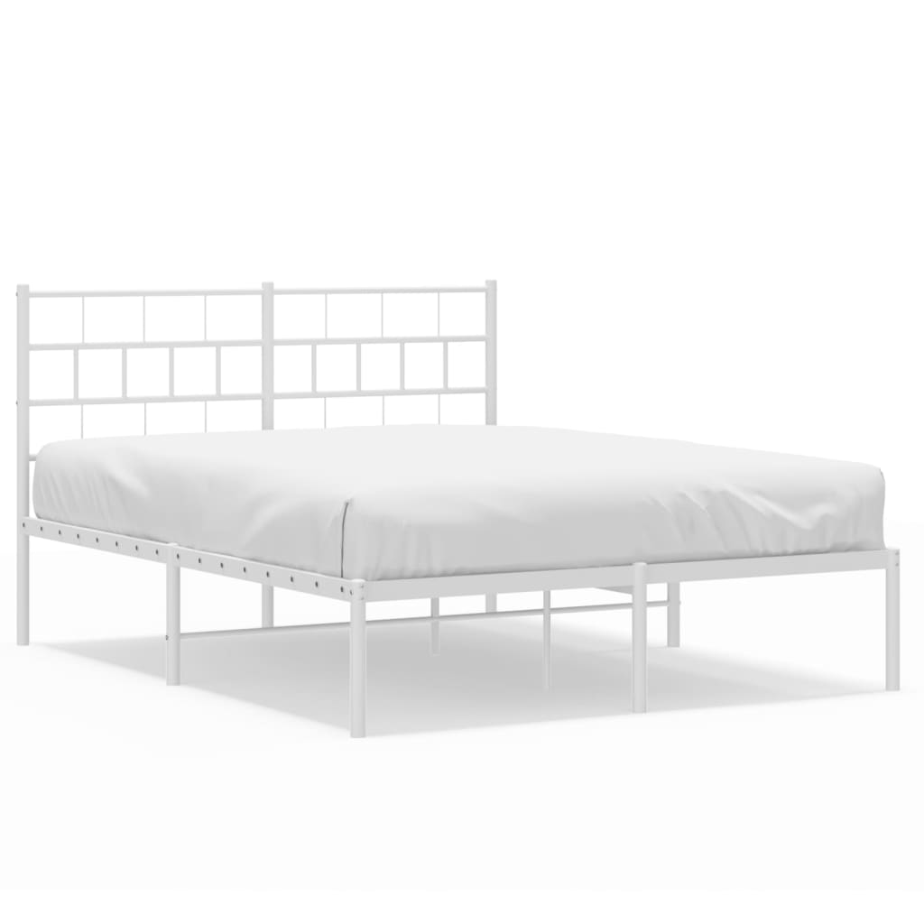 vidaXL sengeramme med sengegavl 135x190 cm metal hvid