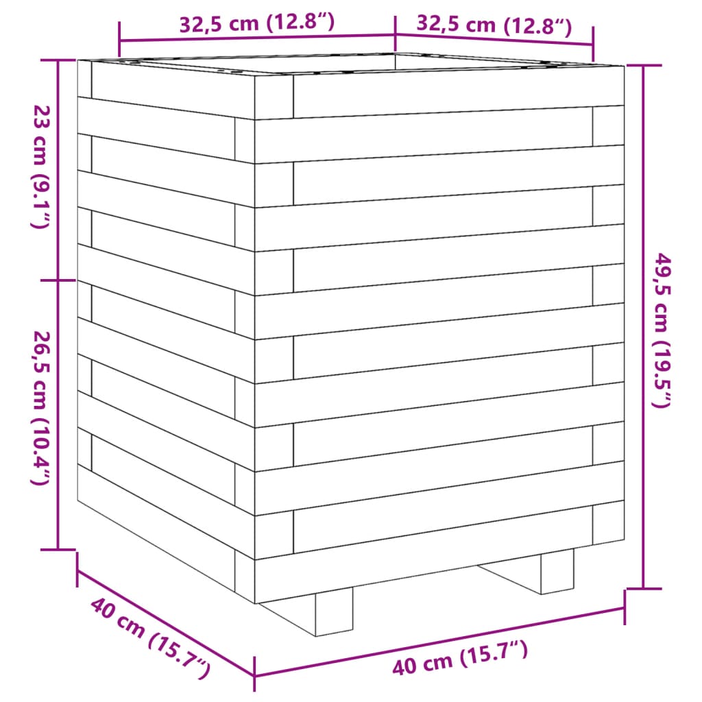 vidaXL plantekasse 40x40x49,5 cm imprægneret fyrretræ