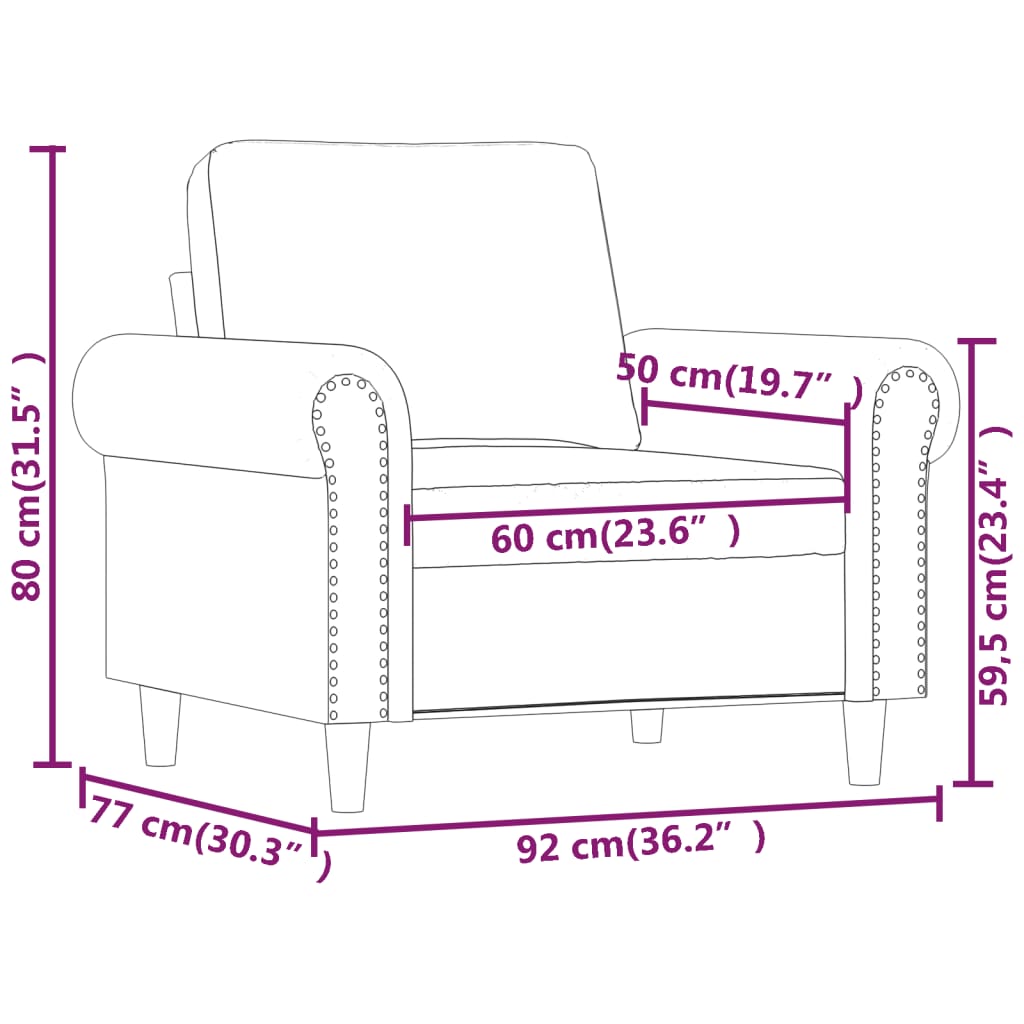 vidaXL lænestol 60 cm kunstlæder sort