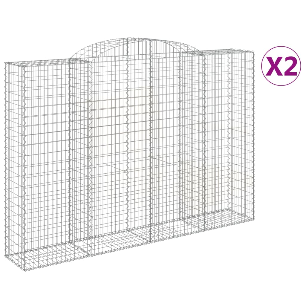 vidaXL buede gabionkurve 2 stk. 300x50x200/220 cm galvaniseret jern