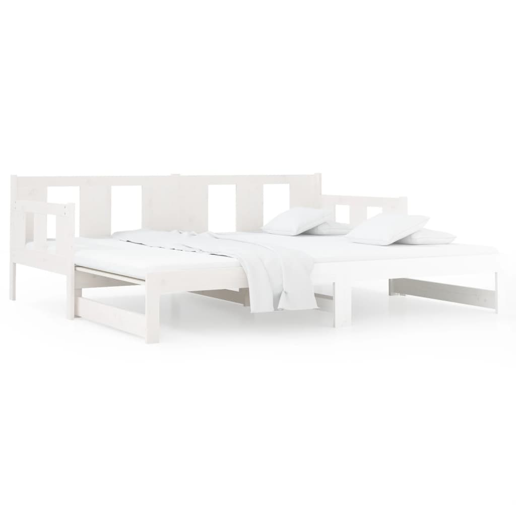 vidaXL daybed med udtræk 2x(90x190) cm massivt fyrretræ hvid