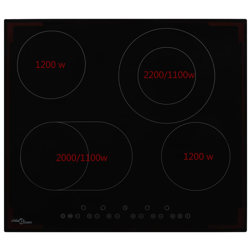 vidaXL keramisk kogeplade med 4 varmezoner touch-panel 6600 W