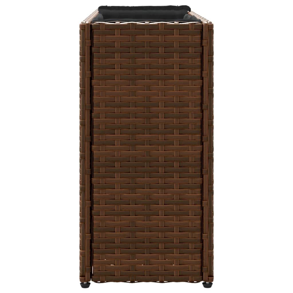 vidaXL plantekasser 2 stk. med 2 potter 90x20x40 cm polyrattan brun