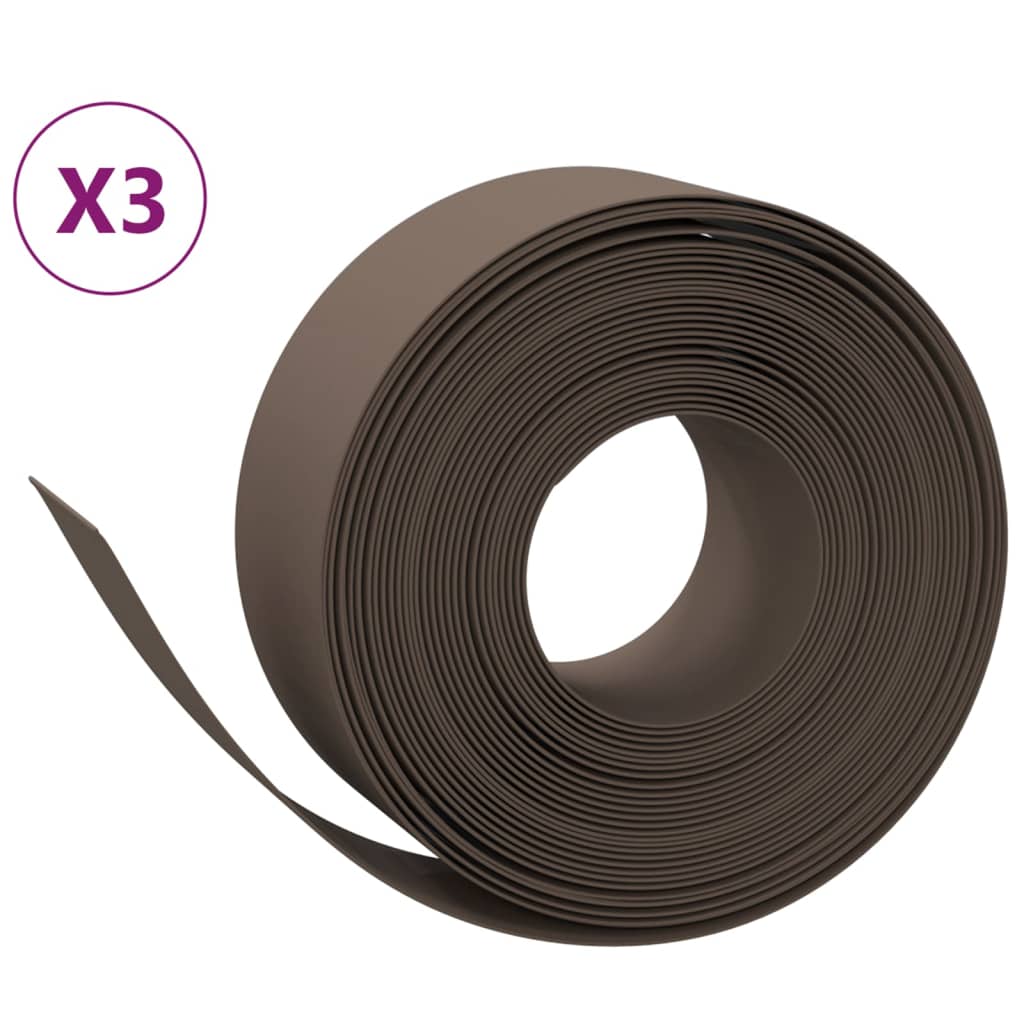 vidaXL græskanter 3 stk. 10 m 20 cm polyethylen brun