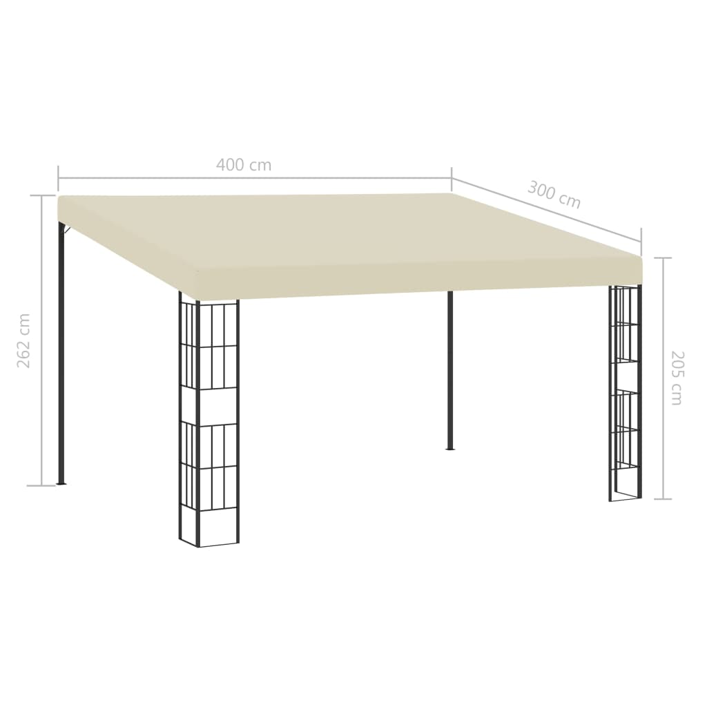 vidaXL vægmonteret pavillon 3x4 m stof cremefarvet