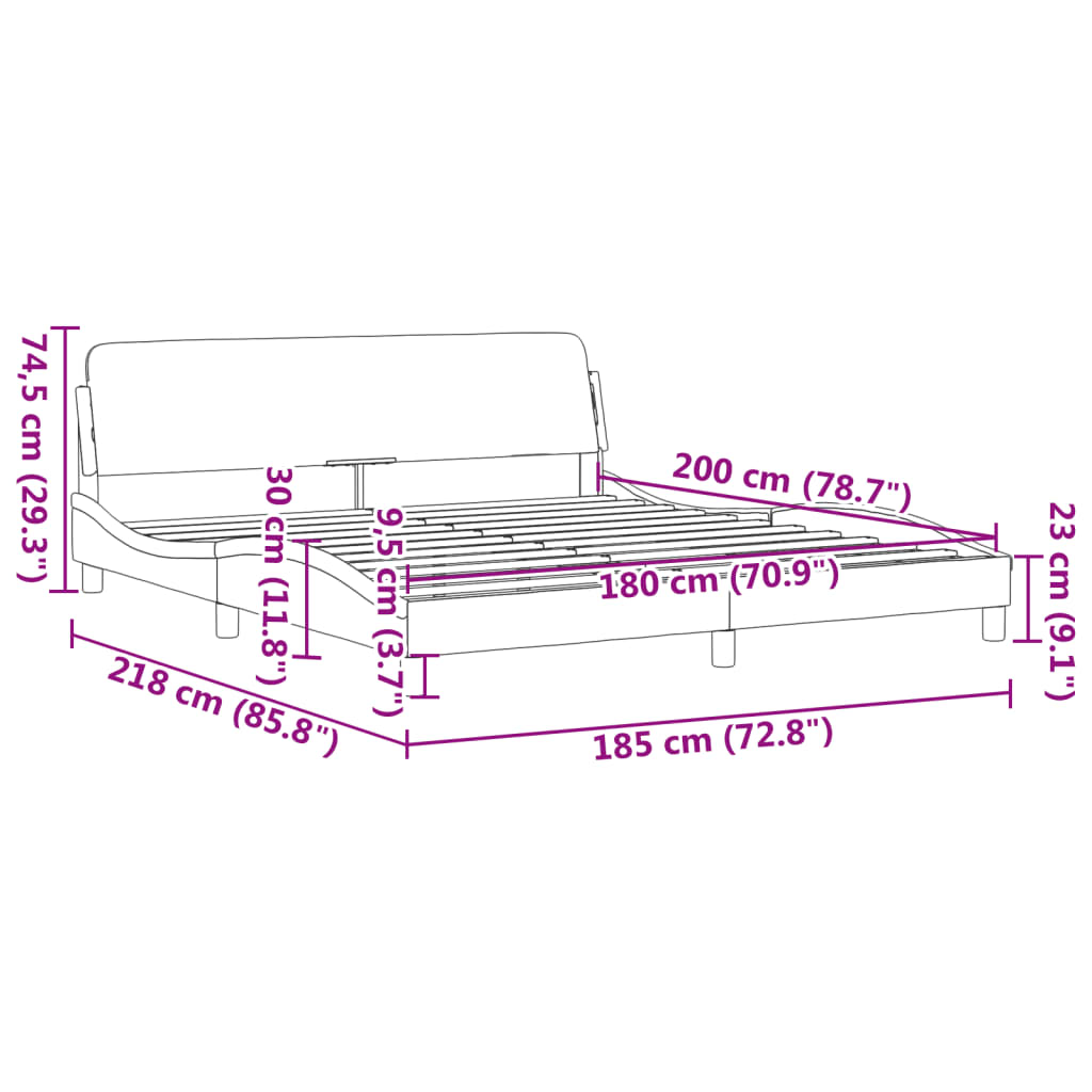 vidaXL sengeramme med sengegavl 180x200 cm kunstlæder sort og hvid