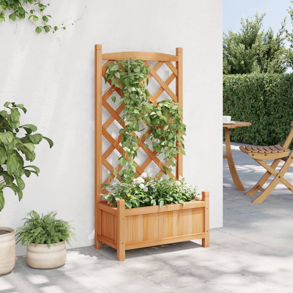 vidaXL plantekasse med espalier massivt grantræ brun