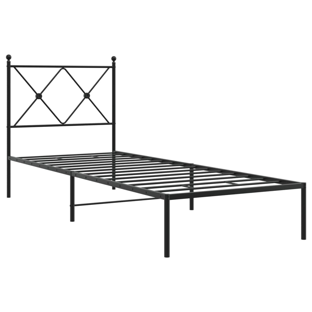 vidaXL sengeramme med sengegavl 75x190 cm metal sort