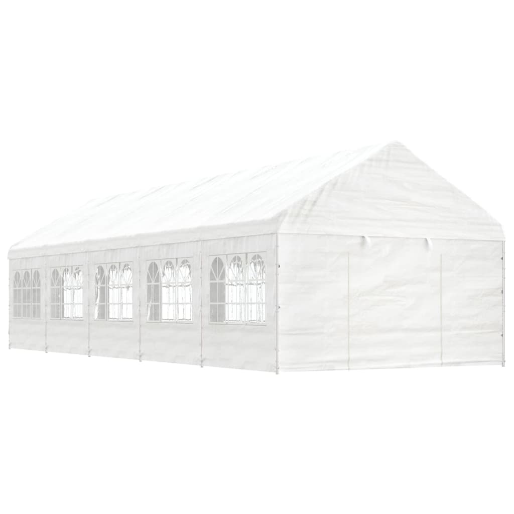 vidaXL pavillon med tag 11,15x4,08x3,22 m polyethylen hvid