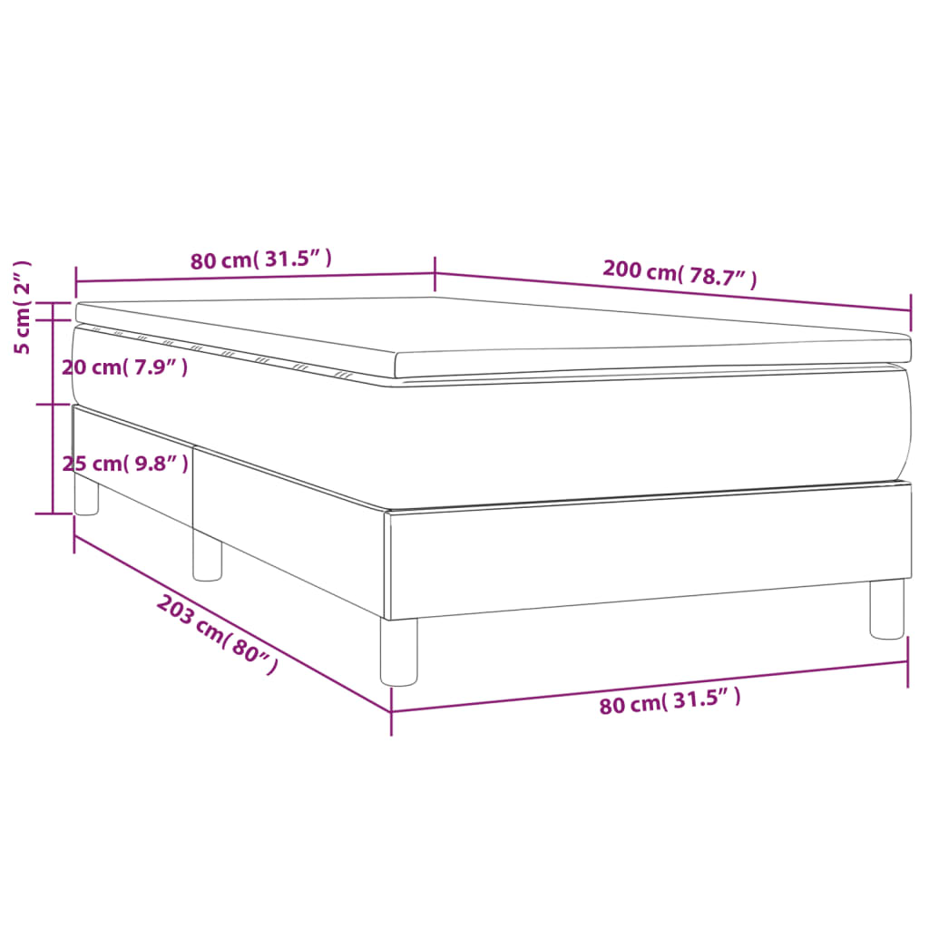 vidaXL kontinentalseng med madras 80x200 cm kunstlæder sort