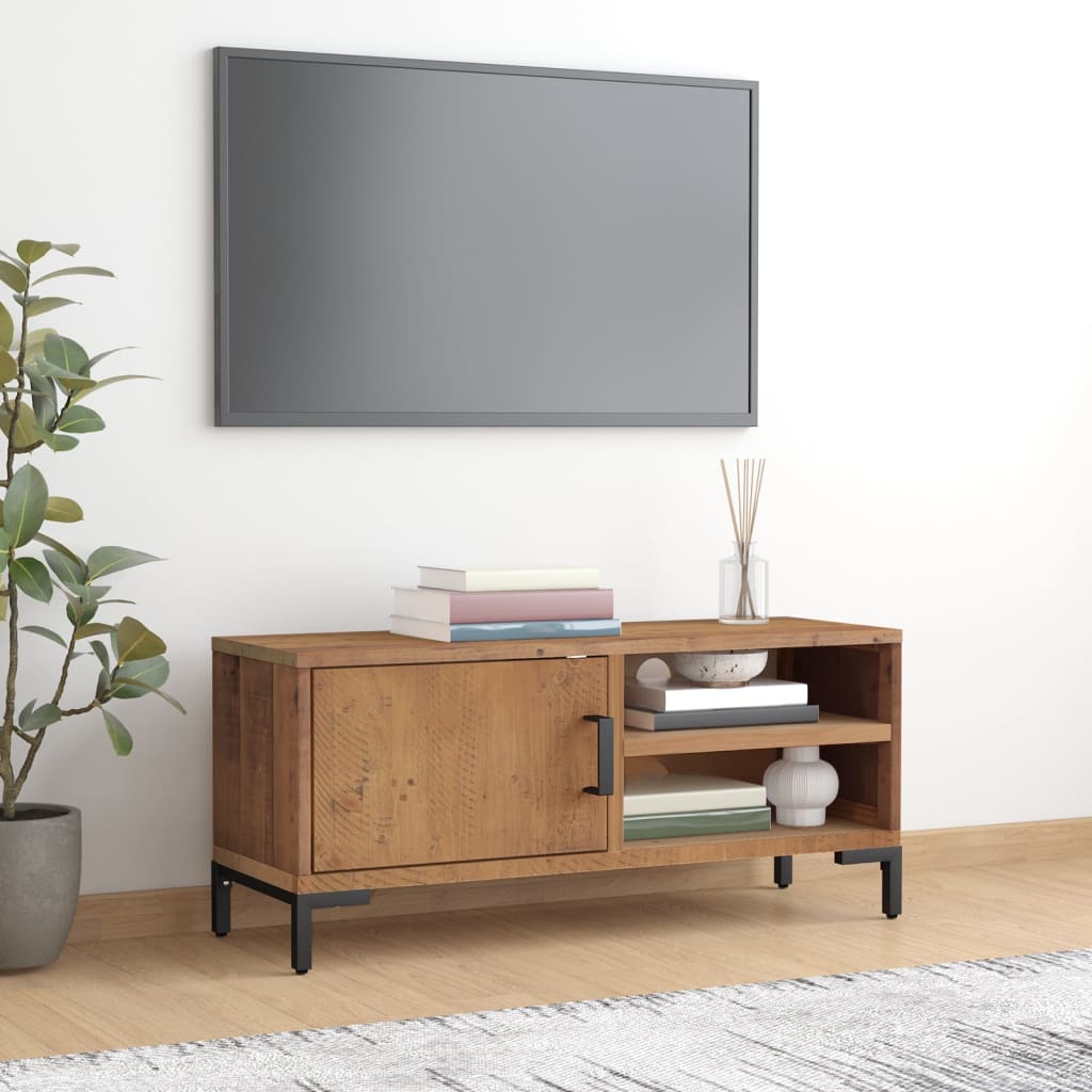 vidaXL tv-bord 90x30x40 cm massivt fyrretræ brun