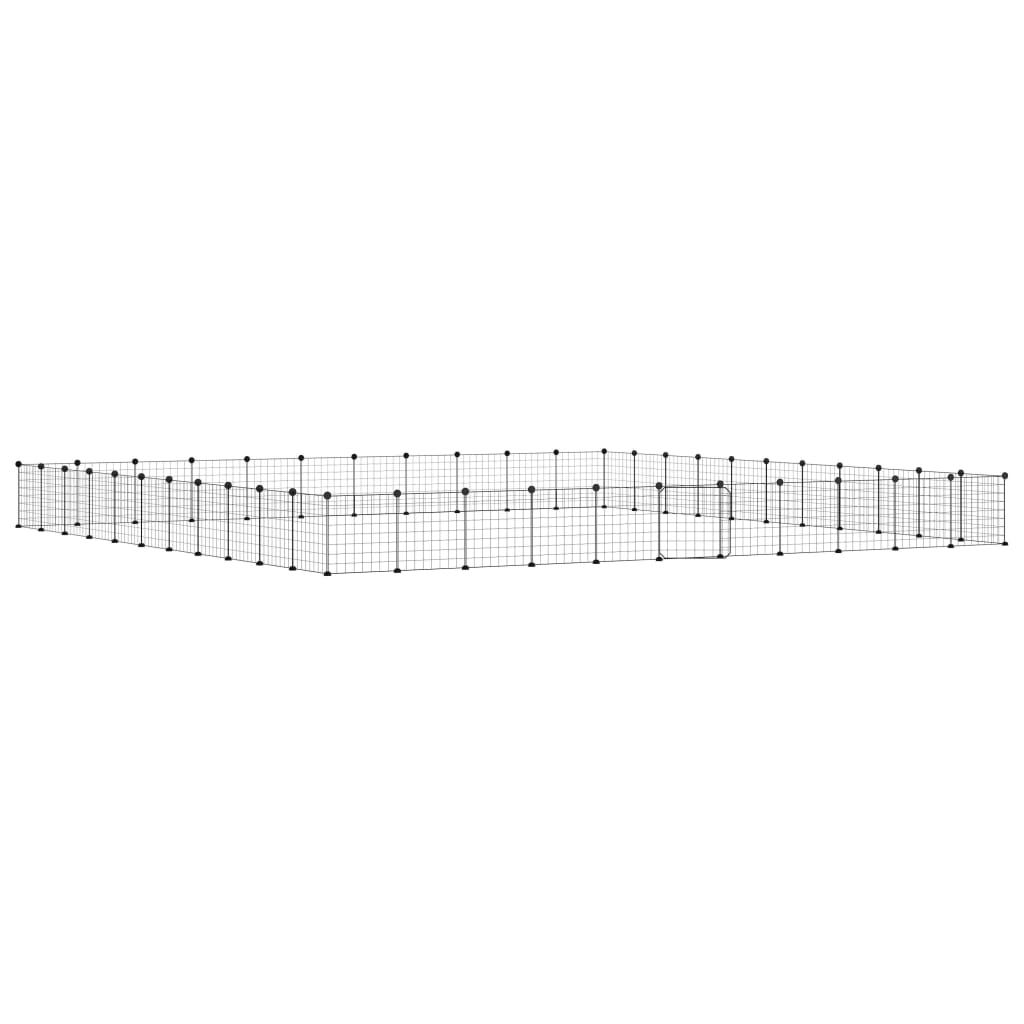 vidaXL 44-panels kæledyrsindhegning med låge 35x35 cm stål sort