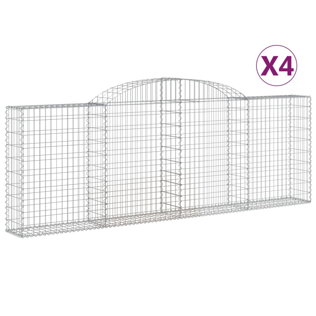 vidaXL buede gabionkurve 4 stk. 300x30x100/120 cm galvaniseret jern