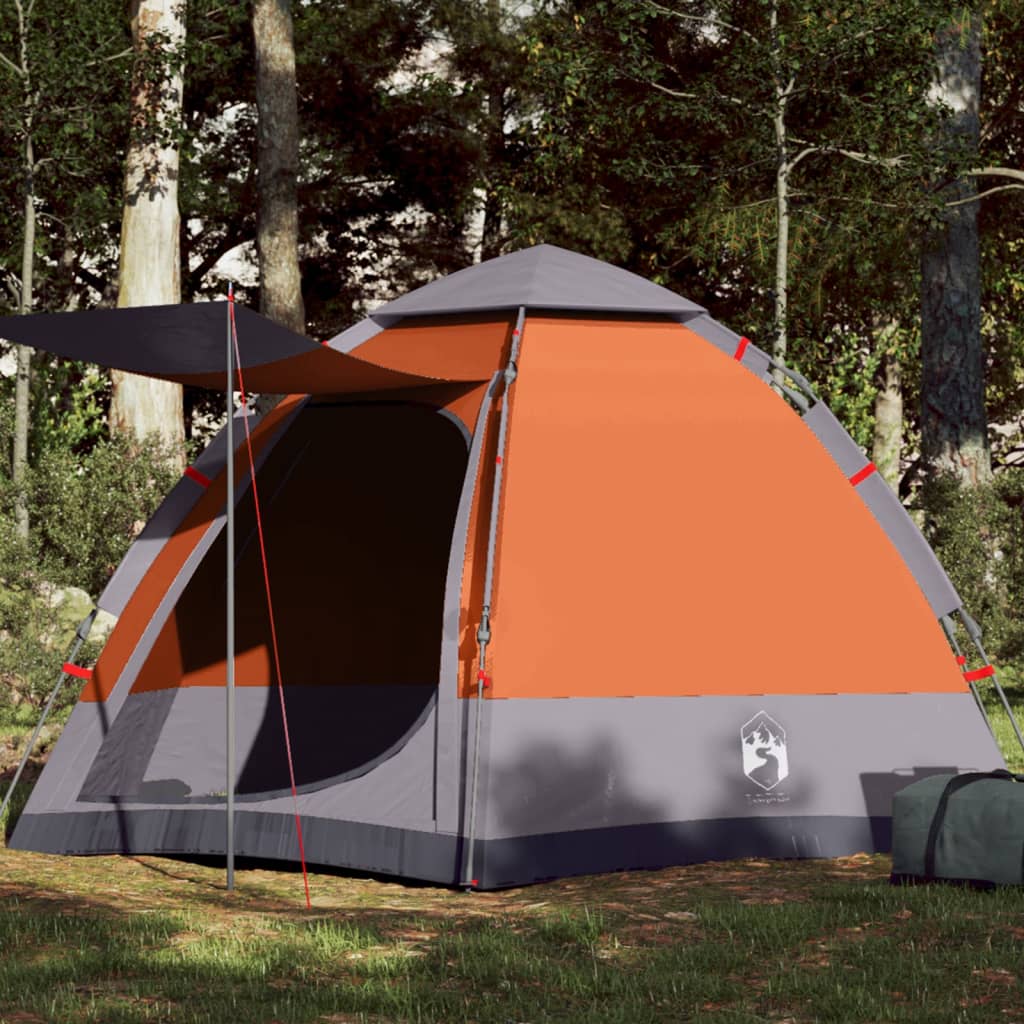 vidaXL 4-personers campingtelt quick-release grå og orange