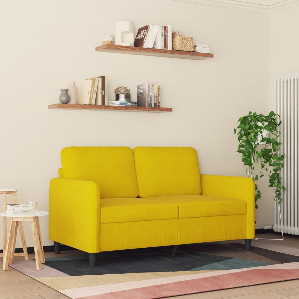 vidaXL 2-personers sofa 120 cm fløjl gul