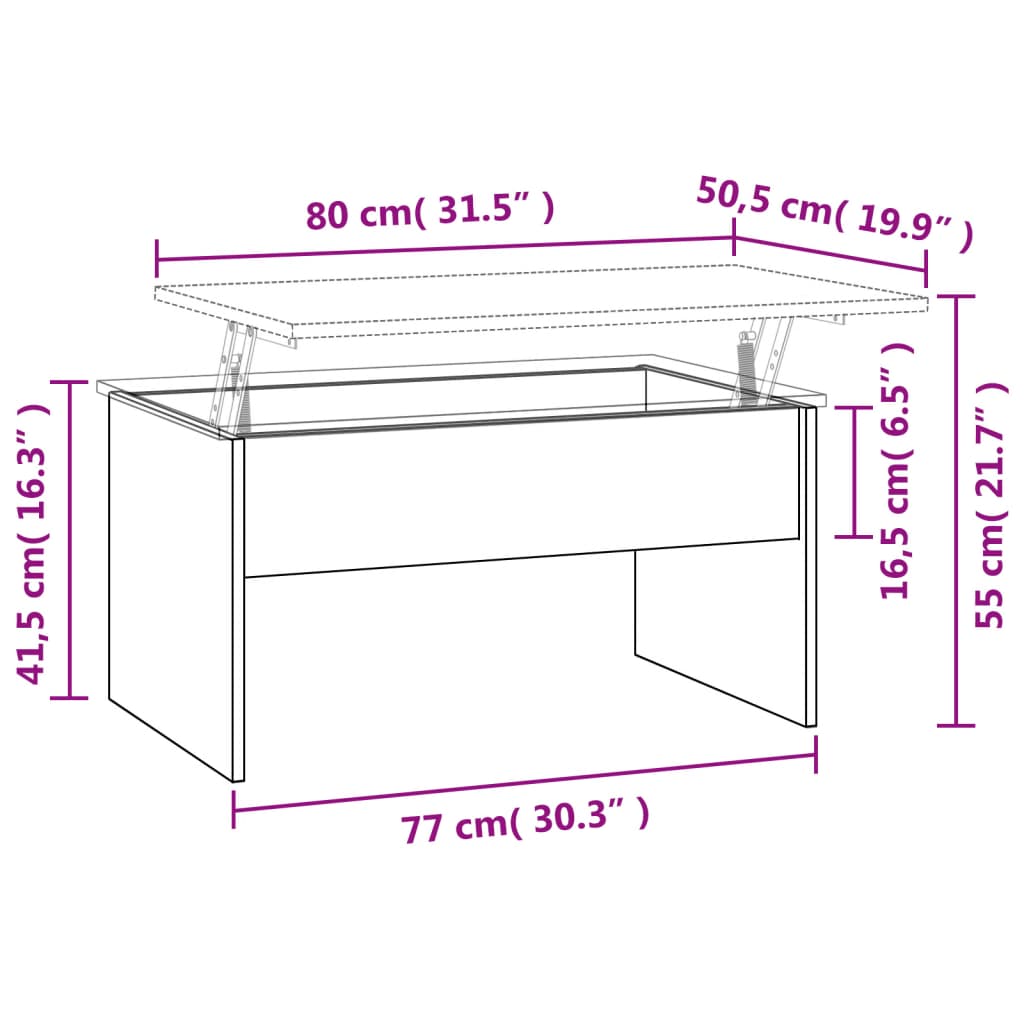 vidaXL sofabord 80x50,5x41,5 cm konstrueret træ sonoma-eg