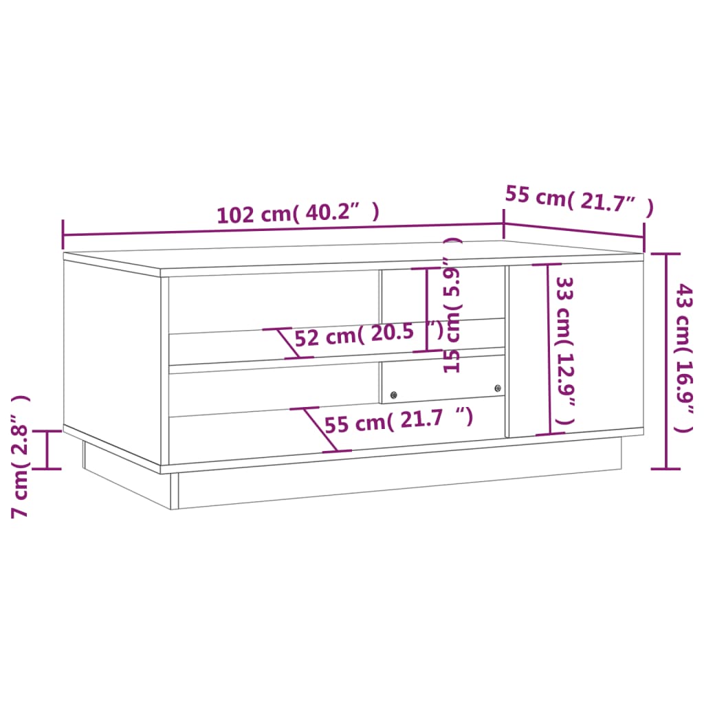 vidaXL sofabord 102x55x43 cm konstrueret træ sort