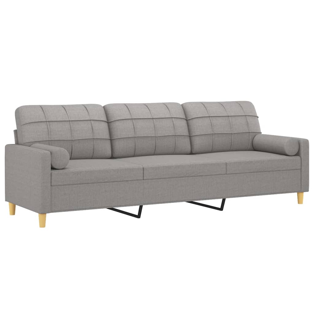 vidaXL 3-personers sofa med pude og hynder 210 cm stof lysegrå