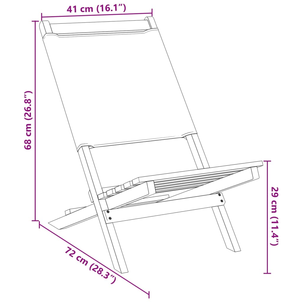 vidaXL foldbare havestole 4 stk. stof og massivt træ cremehvid