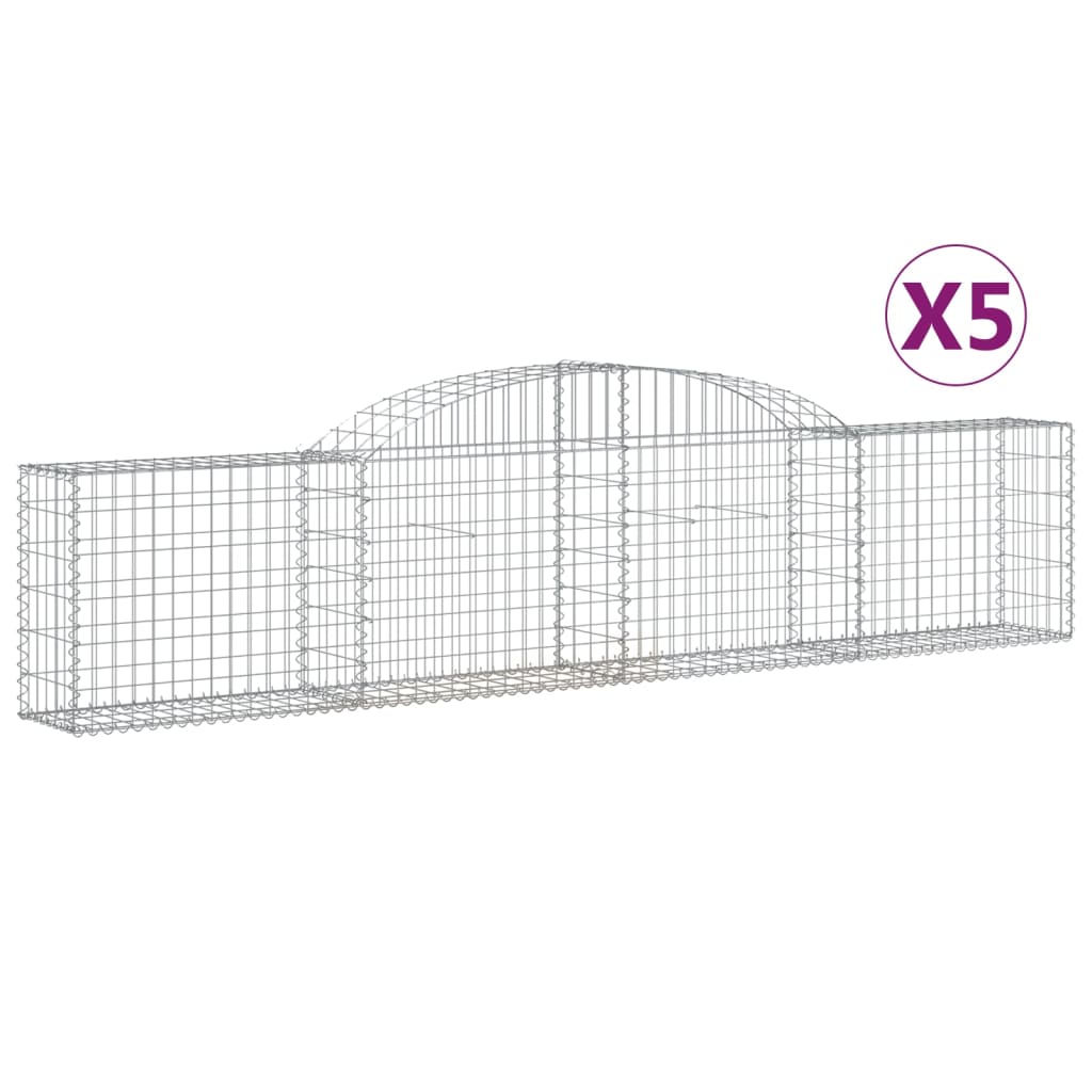 vidaXL buede gabionkurve 5 stk. 300x30x60/80 cm galvaniseret jern