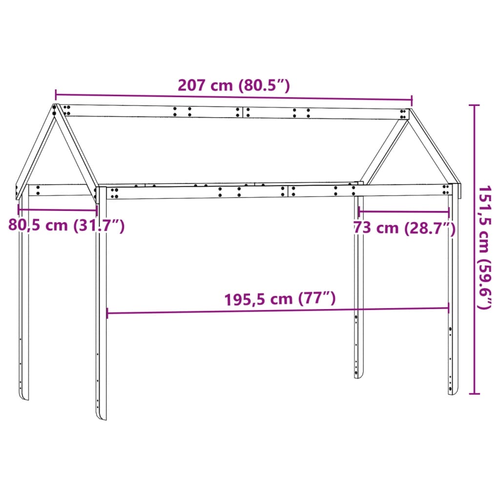 vidaXL stel til husseng 207x80,5x151,5 cm massivt fyrretræ gyldenbrun