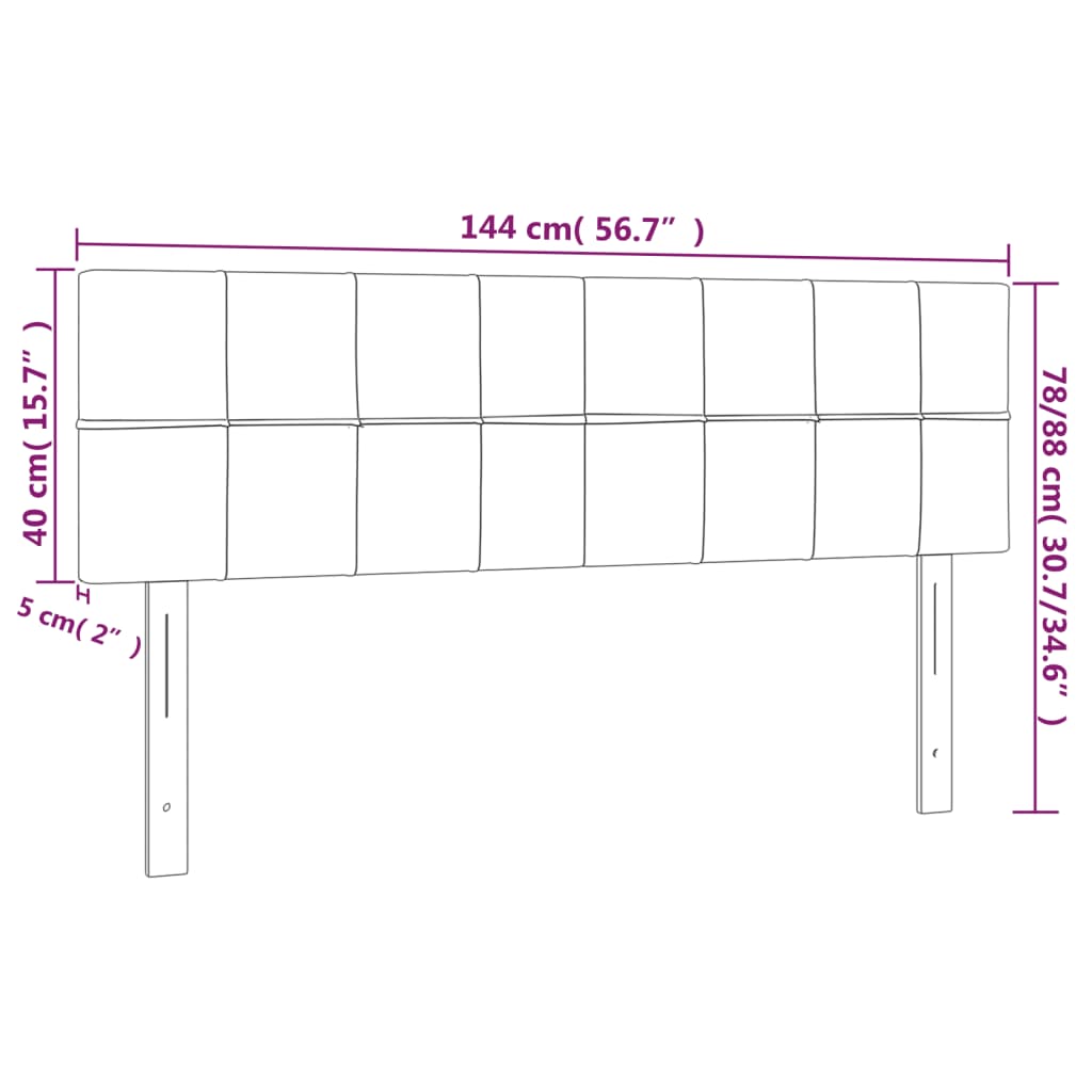 vidaXL sengegavl med LED-lys 144x5x78/88 cm stof cremefarvet