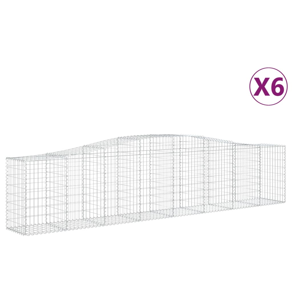 vidaXL buede gabionkurve 6 stk. 400x50x80/100 cm galvaniseret jern