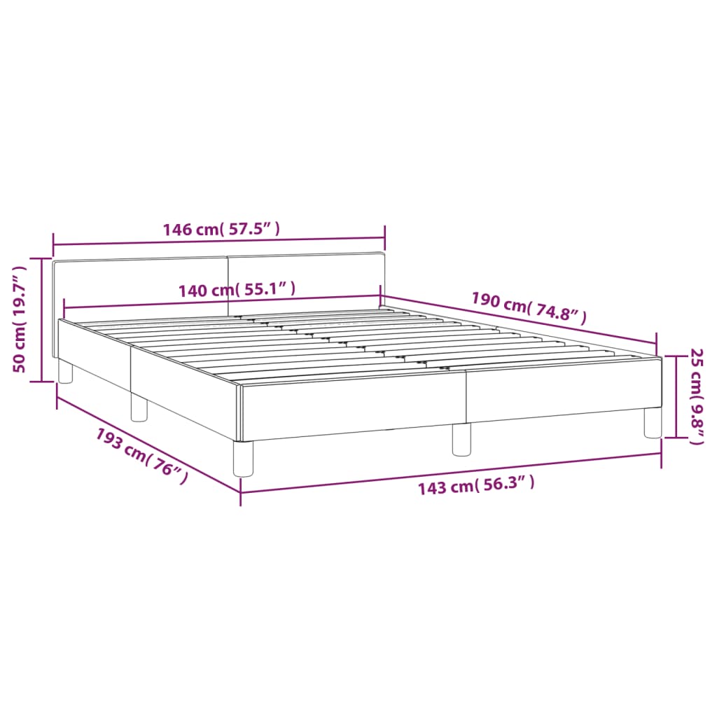 vidaXL sengeramme med sengegavl 140x190 cm kunstlæder hvid