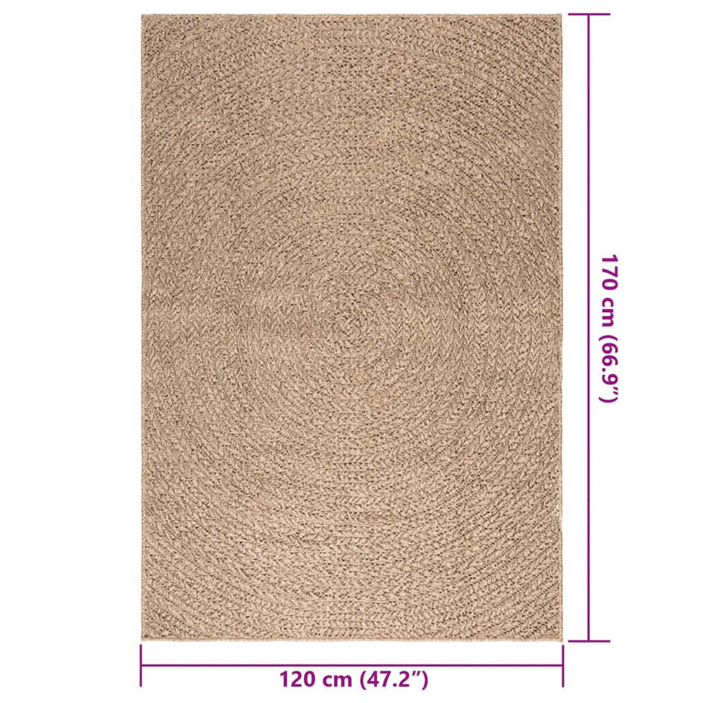 vidaXL gulvtæppe ZIZUR 120x170 cm jute-look indendørs og udendørs