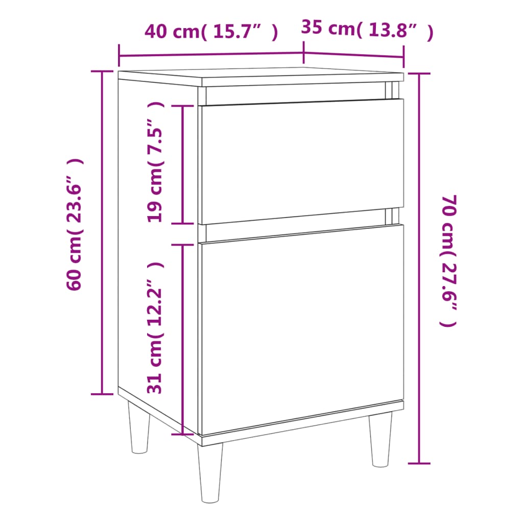 vidaXL sengebord 40x35x70 cm sort