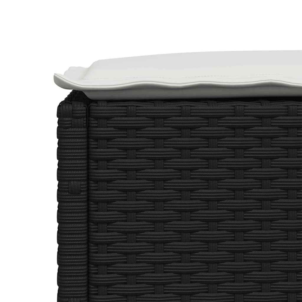 vidaXL haveskammel med hynde 63,5x56x32 cm polyrattan sort