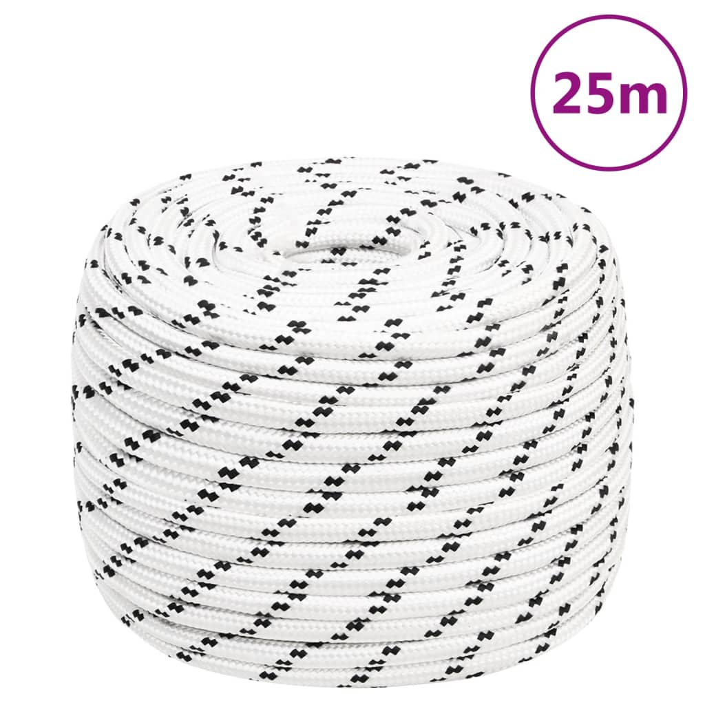 vidaXL flettet tovværk 12 mm x 25 m polyester hvid