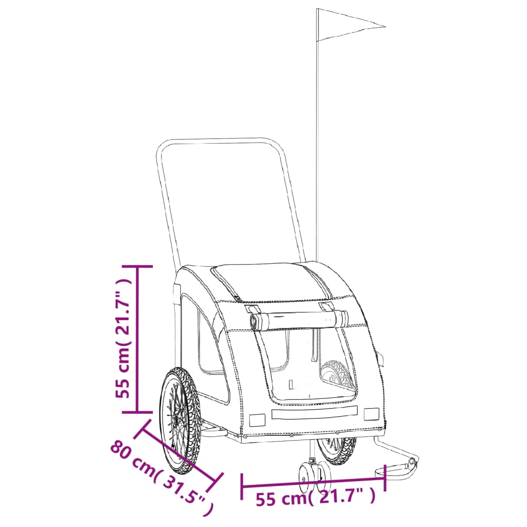 vidaXL cykeltrailer til kæledyr oxfordstof og jern sort