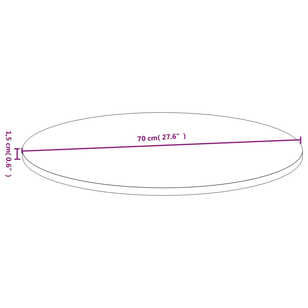 vidaXL bordplade Ø70x1,5 cm bambus