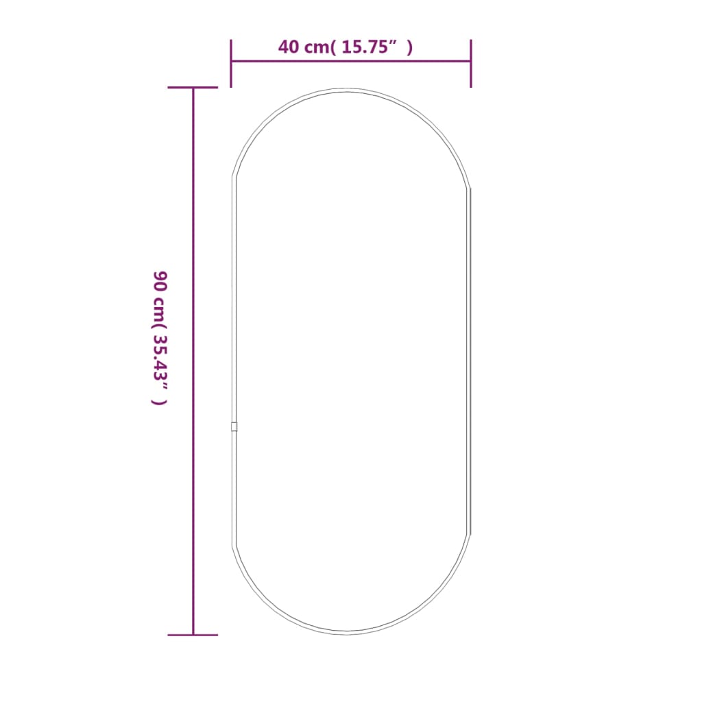 vidaXL vægspejl 90x40 cm oval guldfarvet