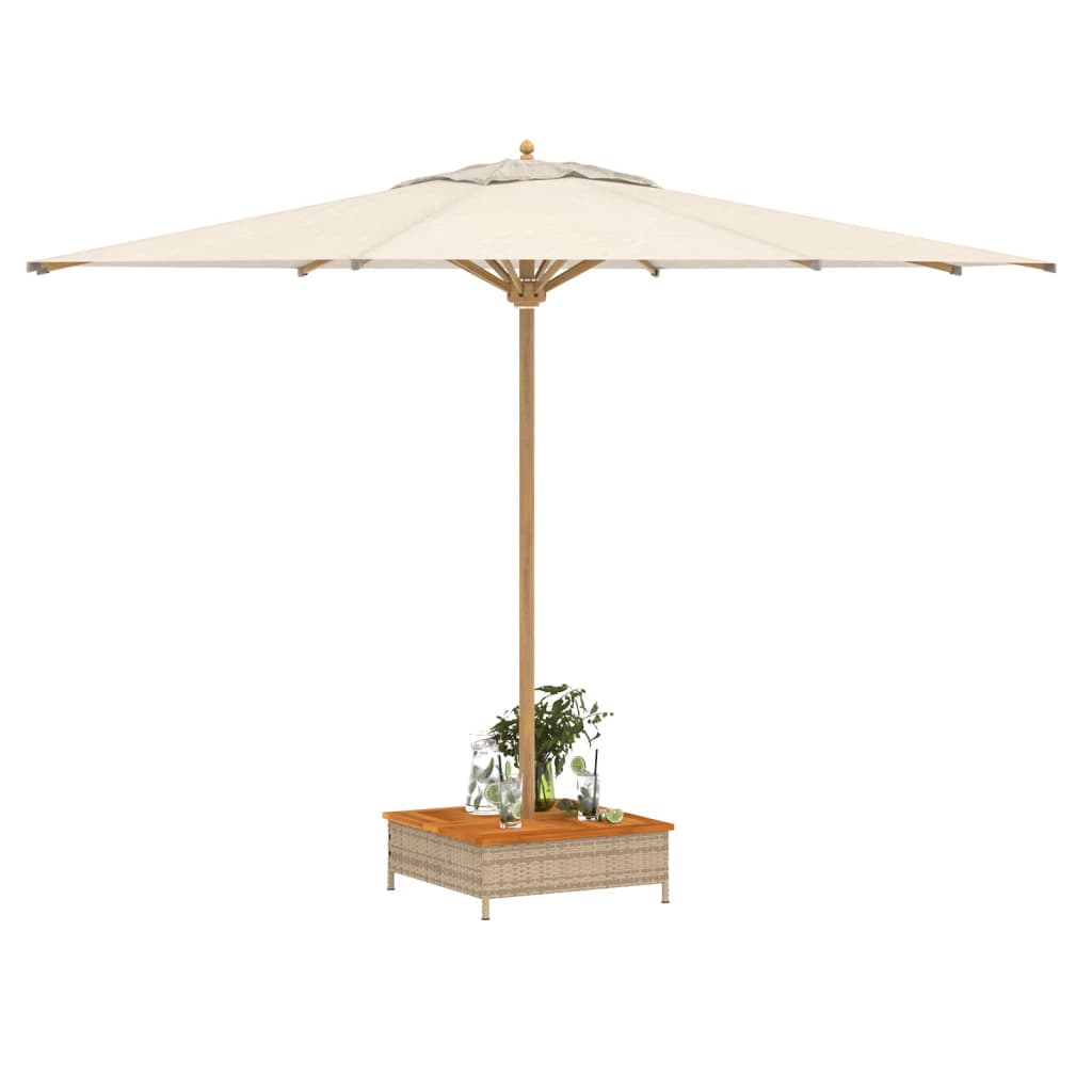 vidaXL skjuler til parasolfod 70x70x25 cm polyrattan + akacietræ beige