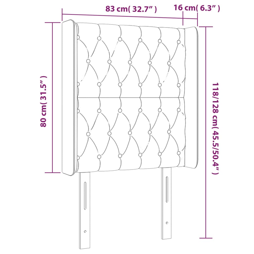 vidaXL sengegavl med LED-lys 83x16x118/128 cm stof gråbrun