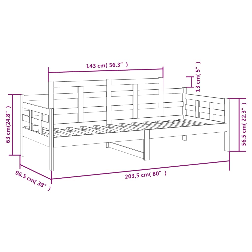 vidaXL daybed 90x200 cm massivt fyrretræ hvid