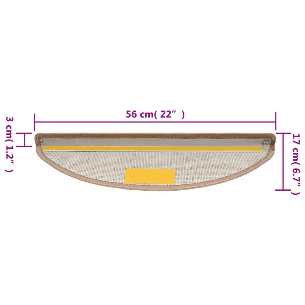 vidaXL trappemåtter 10 stk. 56x17x3 cm lysebrun