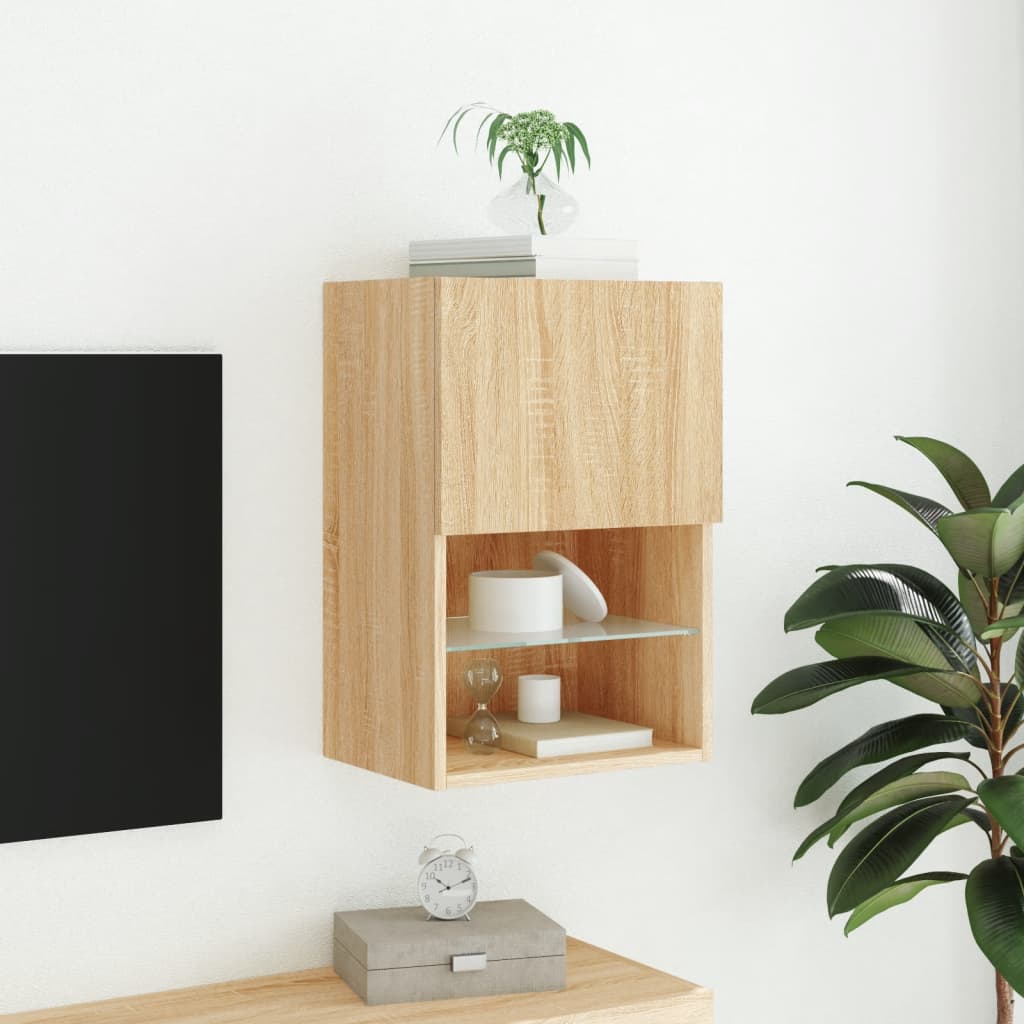 vidaXL tv-bord med LED-lys 40,5x30x60 cm sonoma-eg