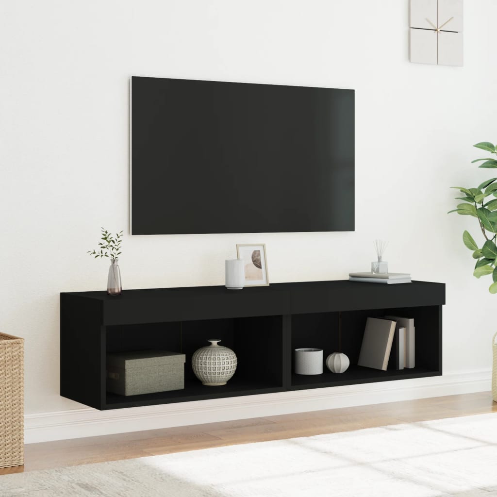 vidaXL tv-borde med LED-lys 2 stk. 60x30x30 cm sort