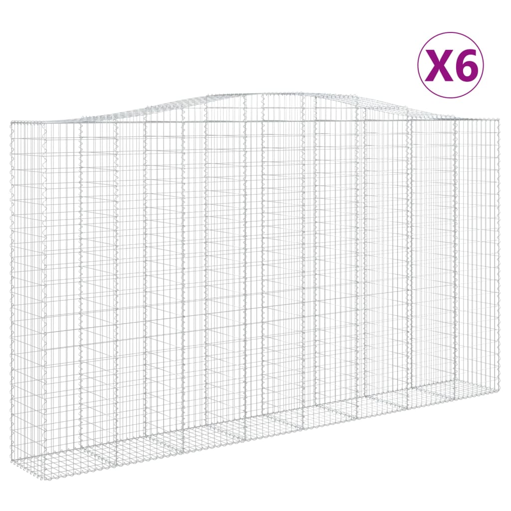 vidaXL buede gabionkurve 6 stk. 400x50x220/240 cm galvaniseret jern