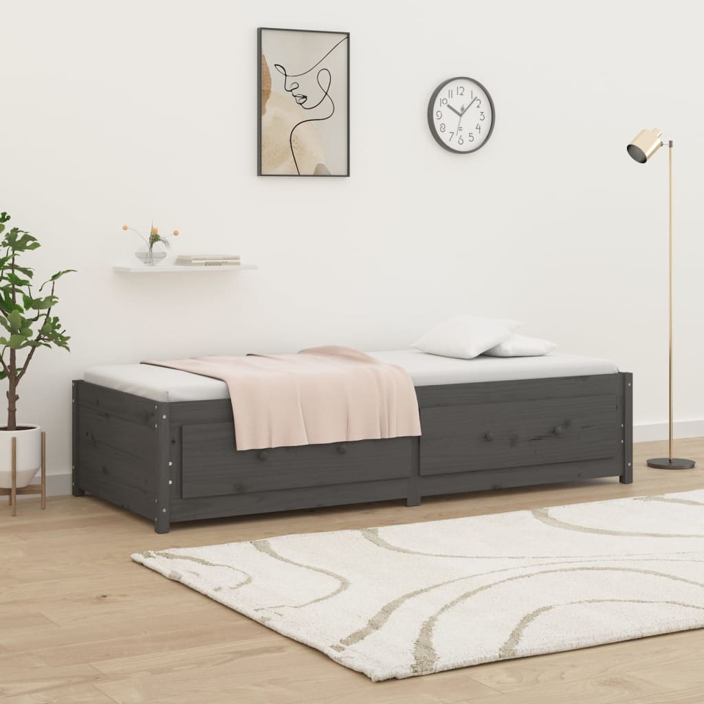 vidaXL daybed 90x190 cm Single massivt fyrretræ grå