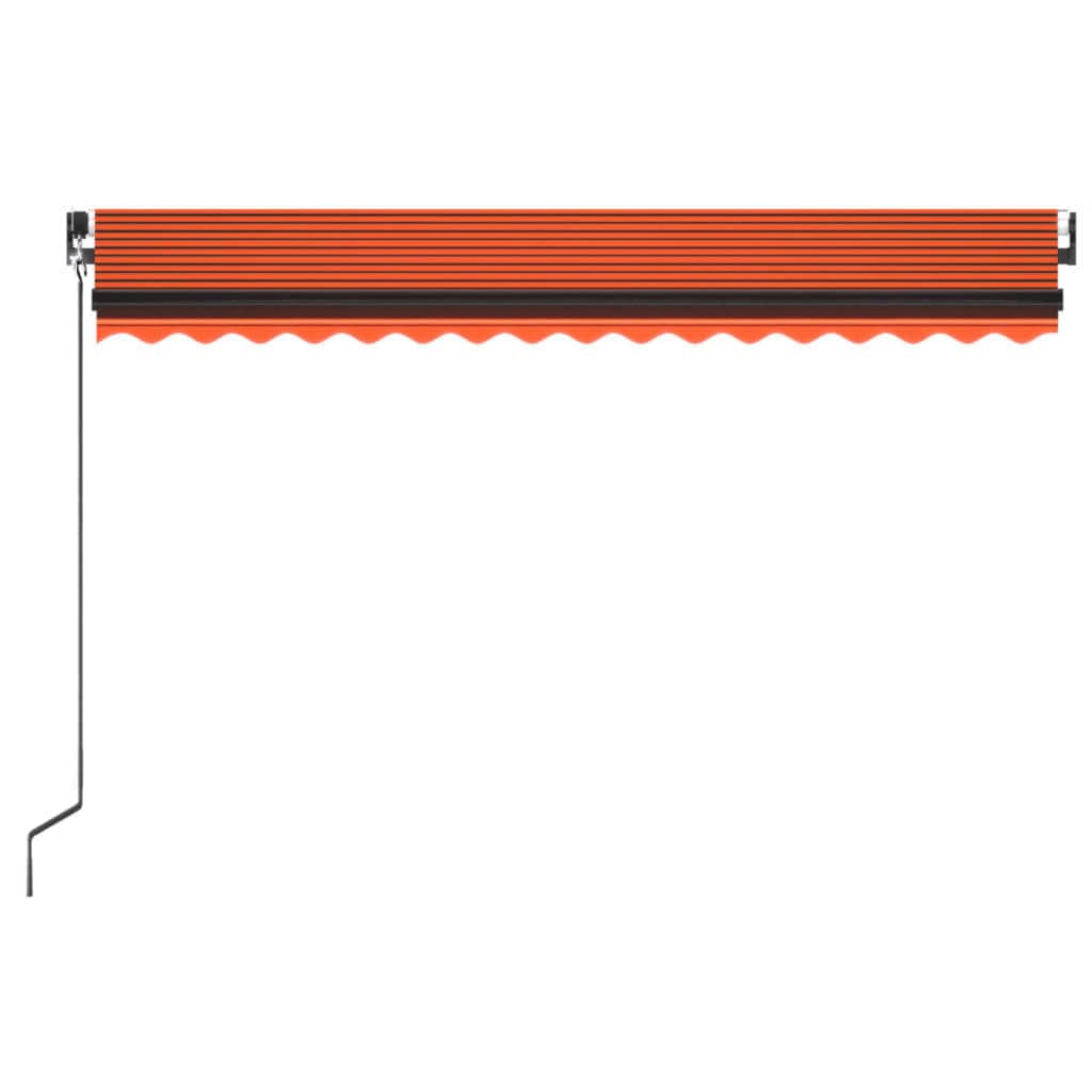 vidaXL markise m. LED-lys 450x350 cm manuel betjening orange og brun