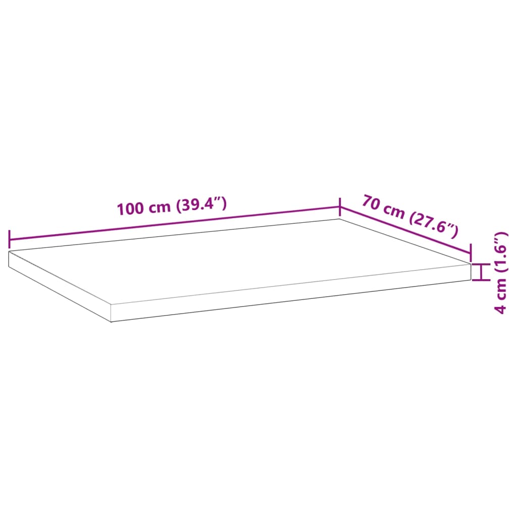 vidaXL skrivebordsplade 100x70x4 cm ubehandlet massivt akacietræ