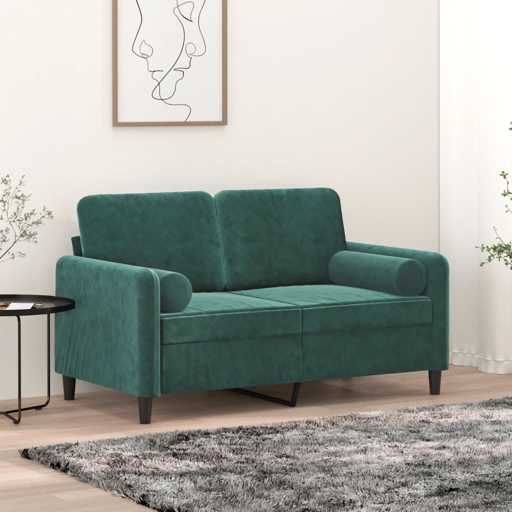 vidaXL pyntepuder 2 stk. Ø15x50 cm velour mørkegrøn